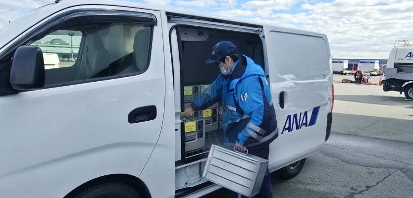 普通車を使用した乗務員食の搬送